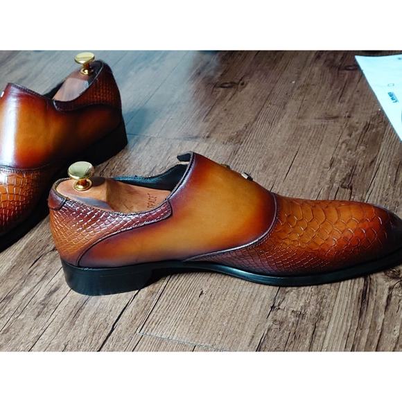 Lavorazione Blake Tan Patina Dress Shoes Mens 10 EU 43 Bespoke Italian Loafers main image 10